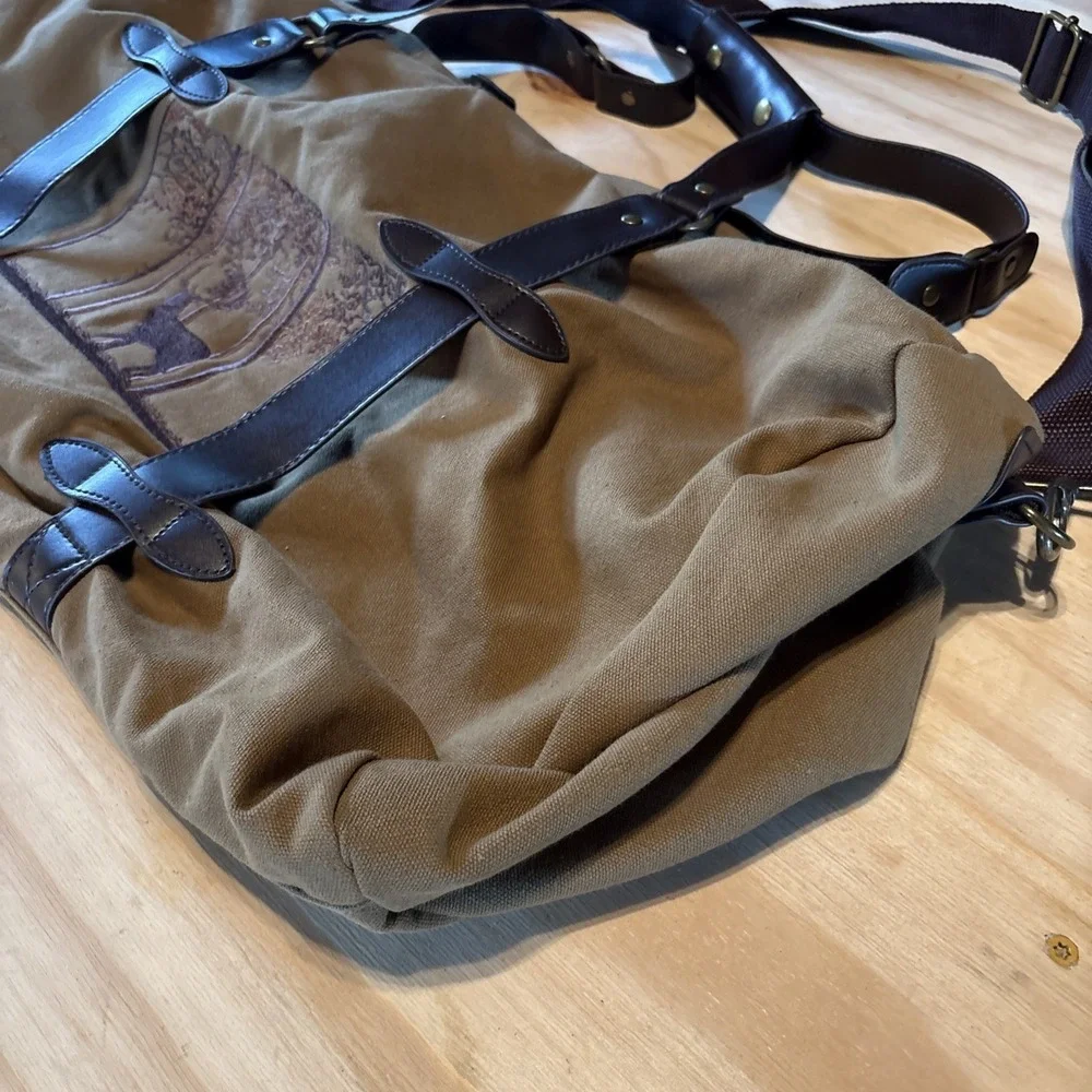 Woodland Creek Deer Embroidered Canvas Duffle Bag 20